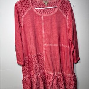 LOGO by Lori Goldstein Women's Coral Lace Tunic